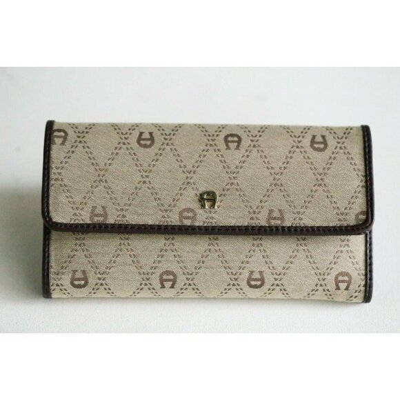 Brand New Etienne Aigner Canvas Leather Monogram Large Tri Fold Wallet - Picture 8 of 10